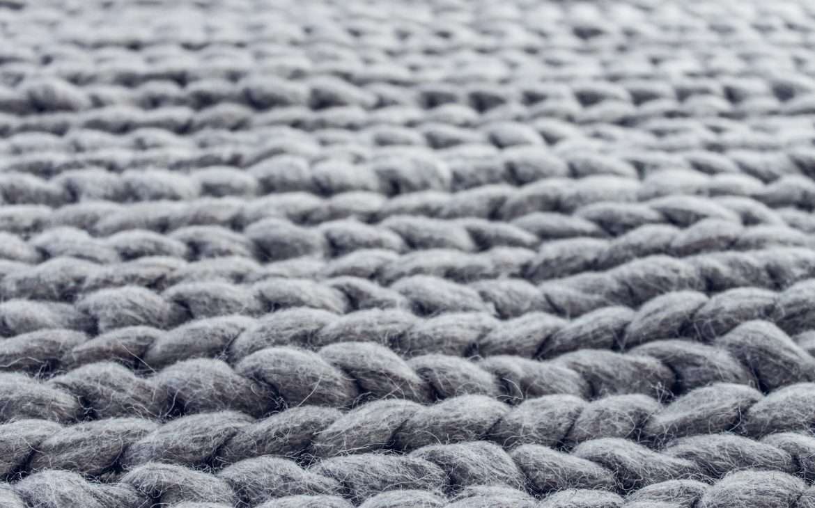 Close-up of Gray Cable Knit Cloth